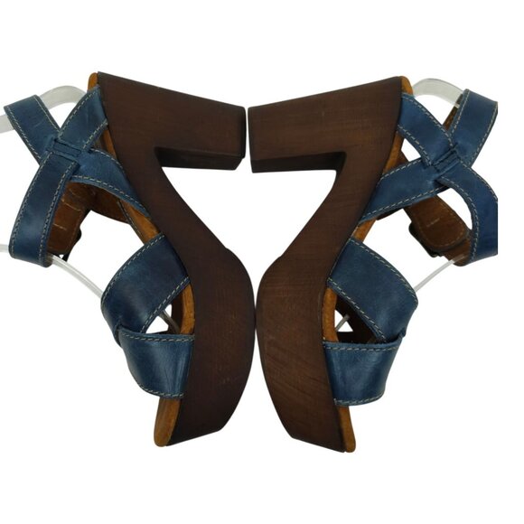 Sbicca Vintage Collection Platform Sandals Womens US 6.5 EU 37 Blue Chunky Heel - Picture 6 of 16